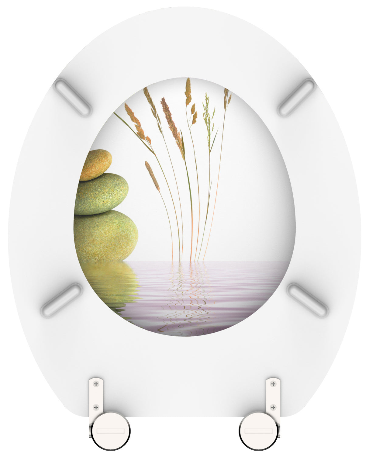 Mönstrad toalettsits universal med trÀkÀrna - BRA. CC-mÄtt: 125-175mm LÀngd: 430-455mm Bredd: 370mm.