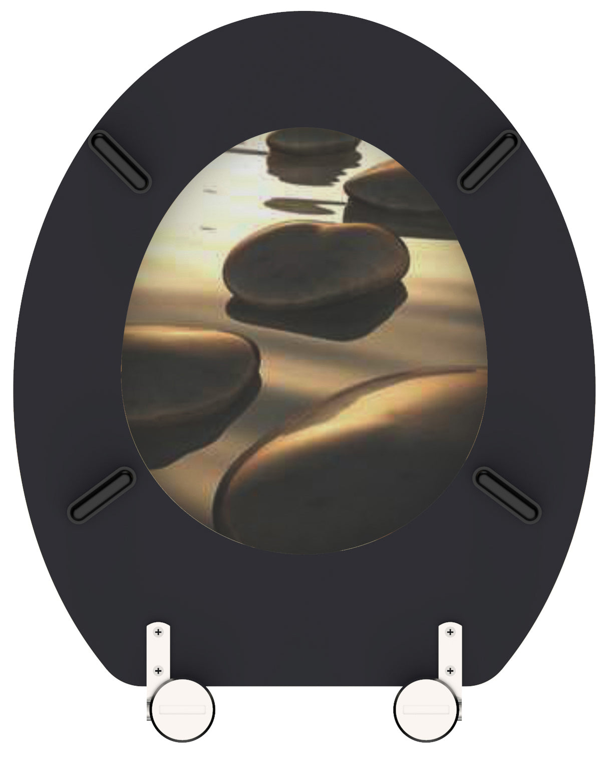 Mönstrad toalettsits universal med trÀkÀrna - BRA. CC-mÄtt: 125-175mm LÀngd: 430-455mm Bredd: 370mm.