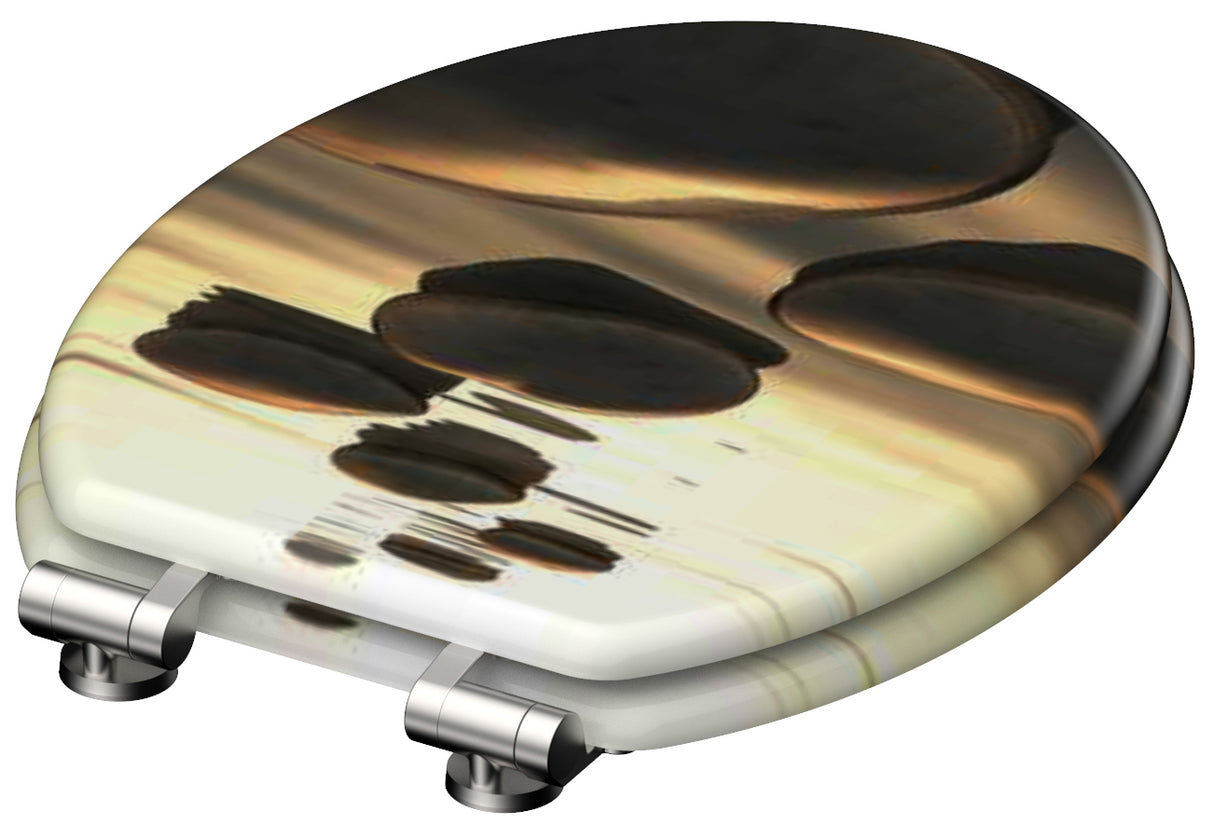 Mönstrad toalettsits universal med trĂ€kĂ€rna - BĂTTRE. CC-mĂ„tt: 130-185mm LĂ€ngd: 425-475mm Bredd: 375mm.