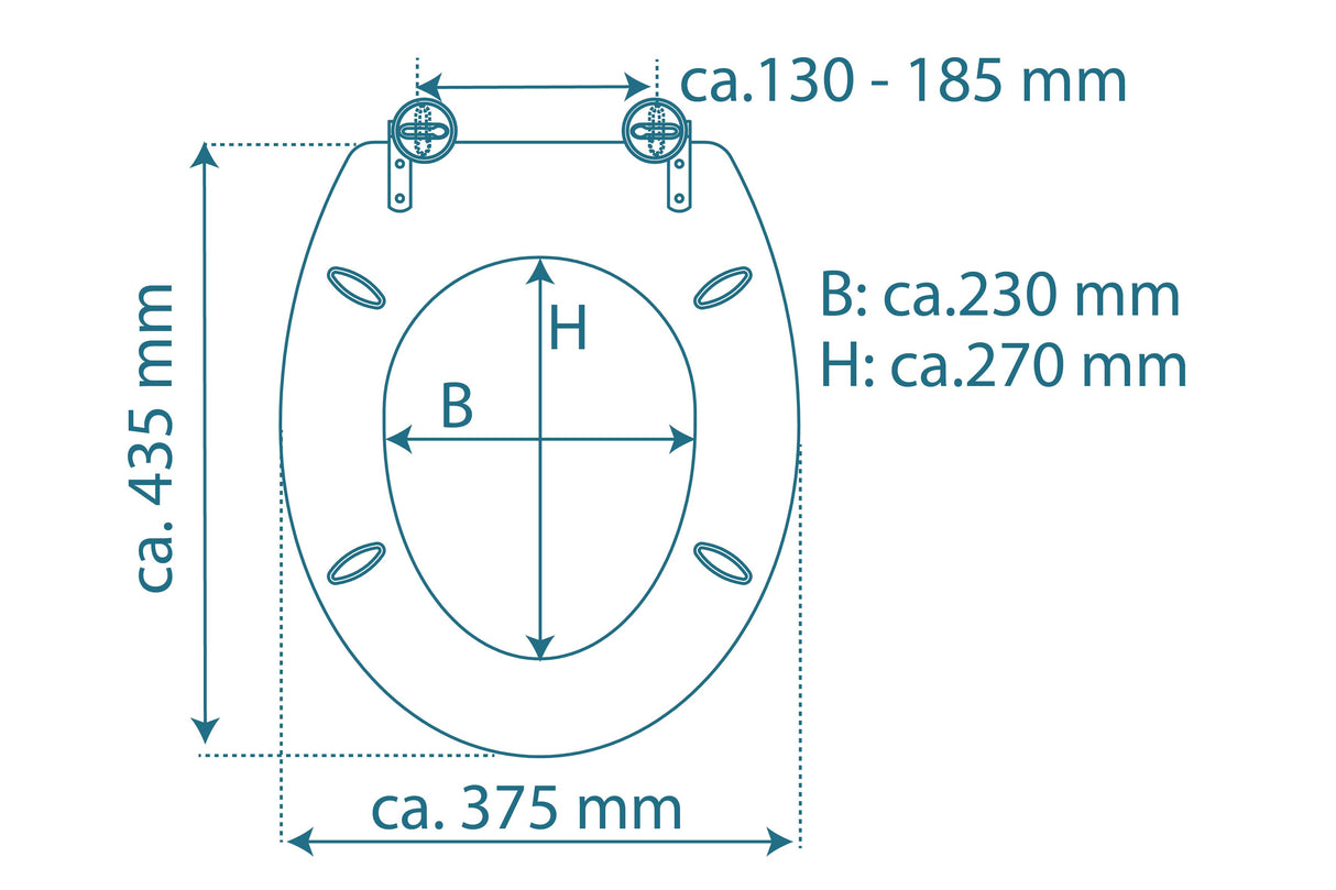 Mönstrad toalettsits universal med trĂ€kĂ€rna - BĂTTRE. CC-mĂ„tt: 130-185mm LĂ€ngd: 425-475mm Bredd: 375mm.