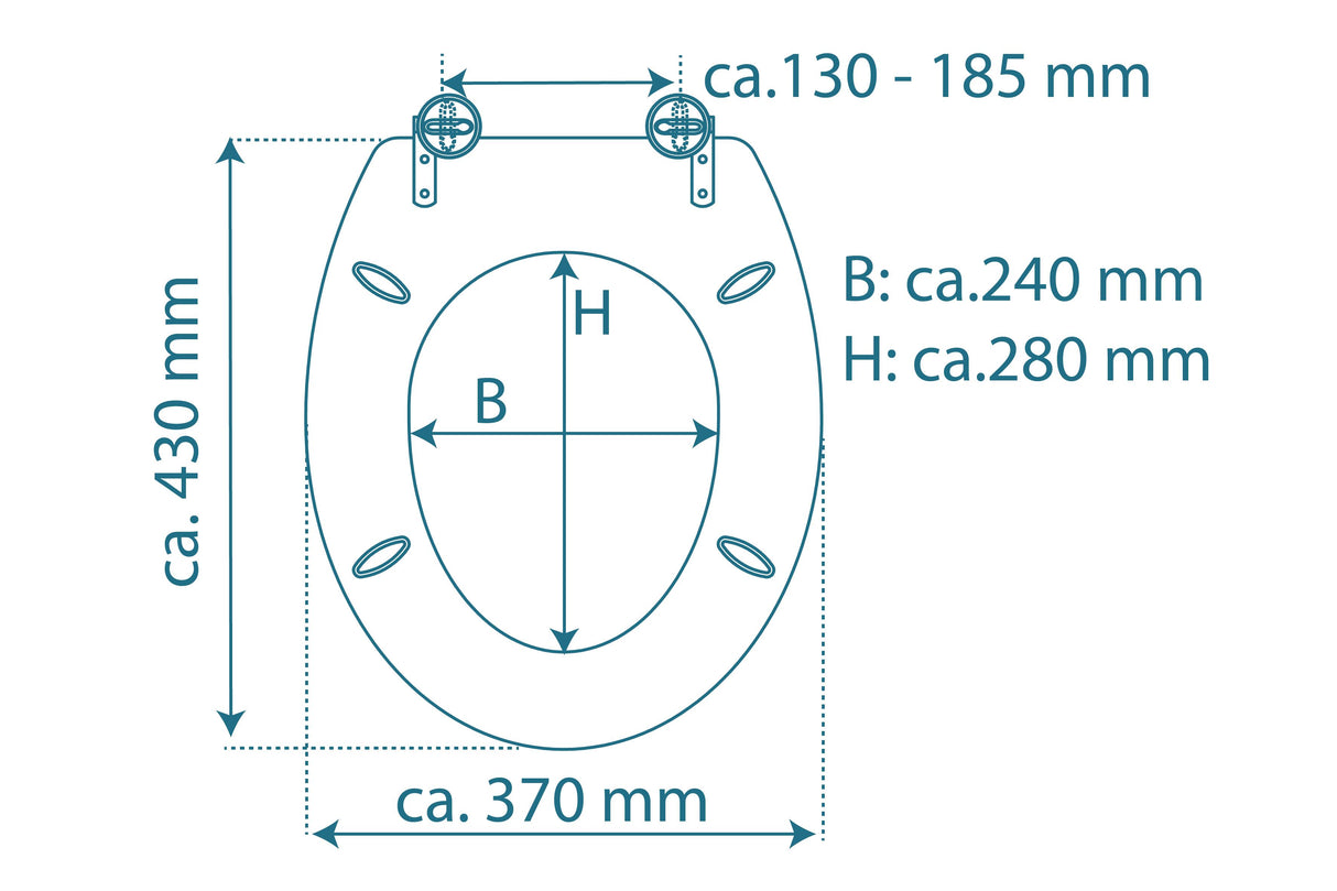 Högblank mönstrad toalettsits universal med trĂ€kĂ€rna - BĂTTRE. CC-mĂ„tt: 130-185mm LĂ€ngd: 425-475mm Bredd: 370mm.