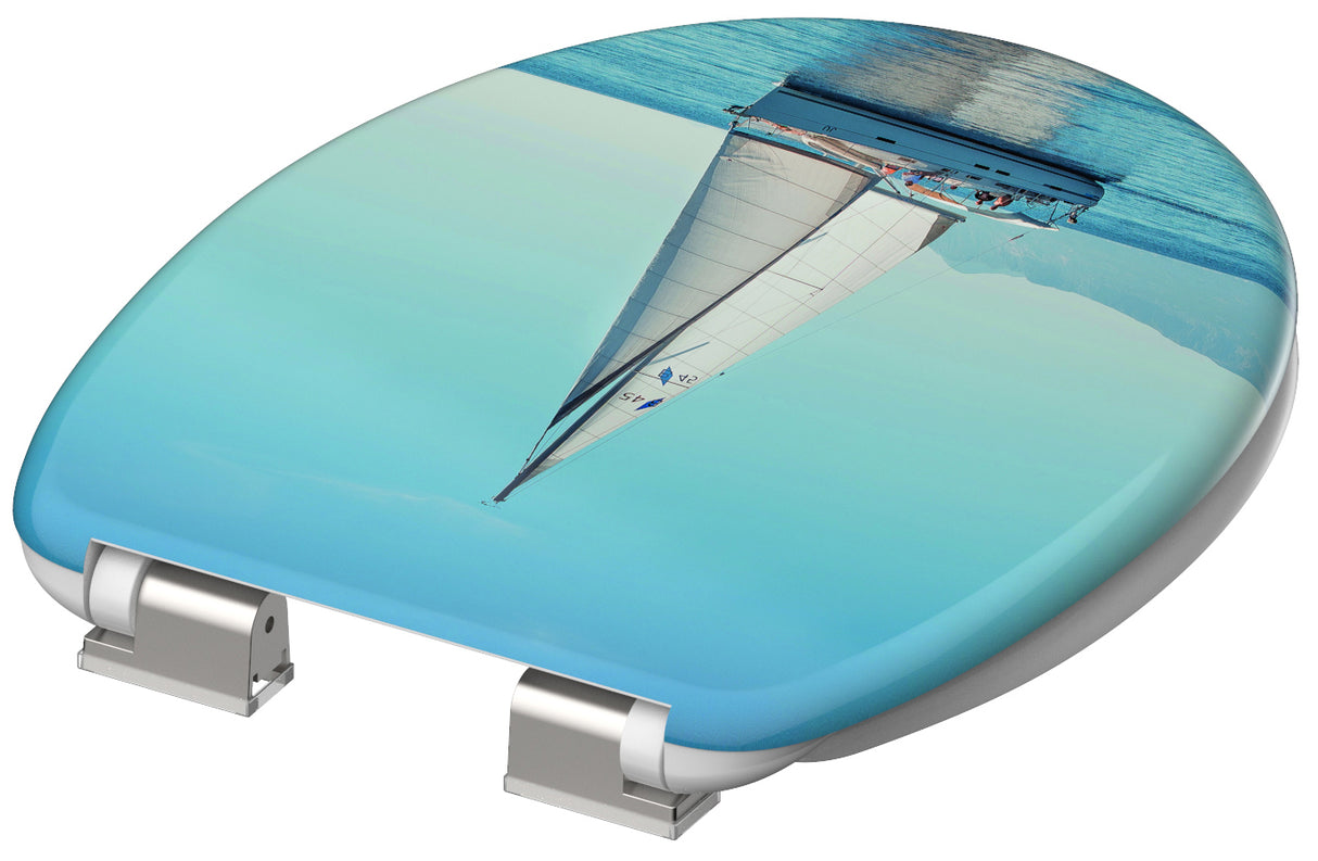 Mönstrad toalettsits universal i Duroplast - BĂTTRE. CC-mĂ„tt: 125-210mm LĂ€ngd: 425-435mm Bredd: 373mm.