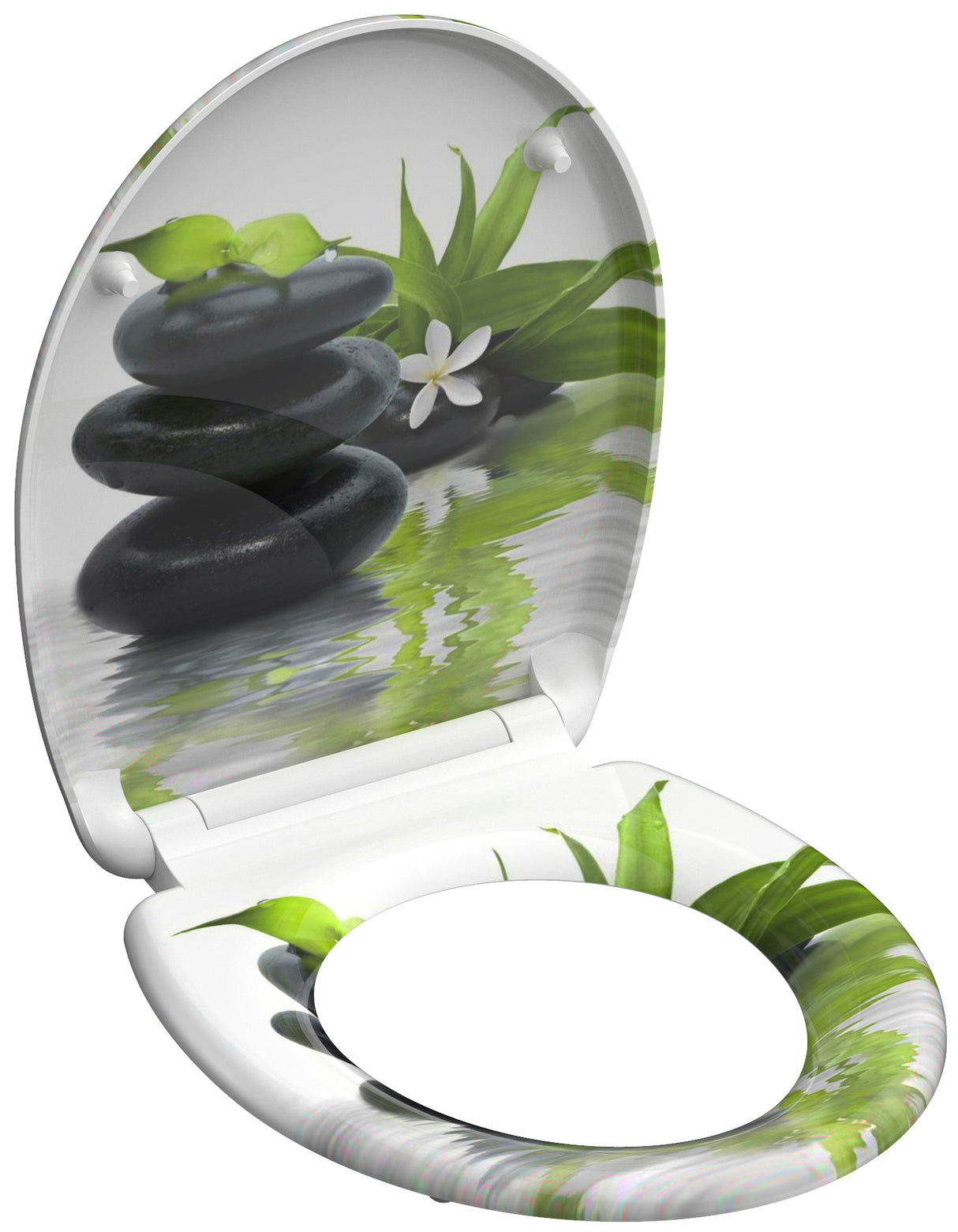 Mönstrad toalettsits universal i Duroplast - BĂST. CC-mĂ„tt: 90-190mm LĂ€ngd: 405-460mm Bredd: 375mm.