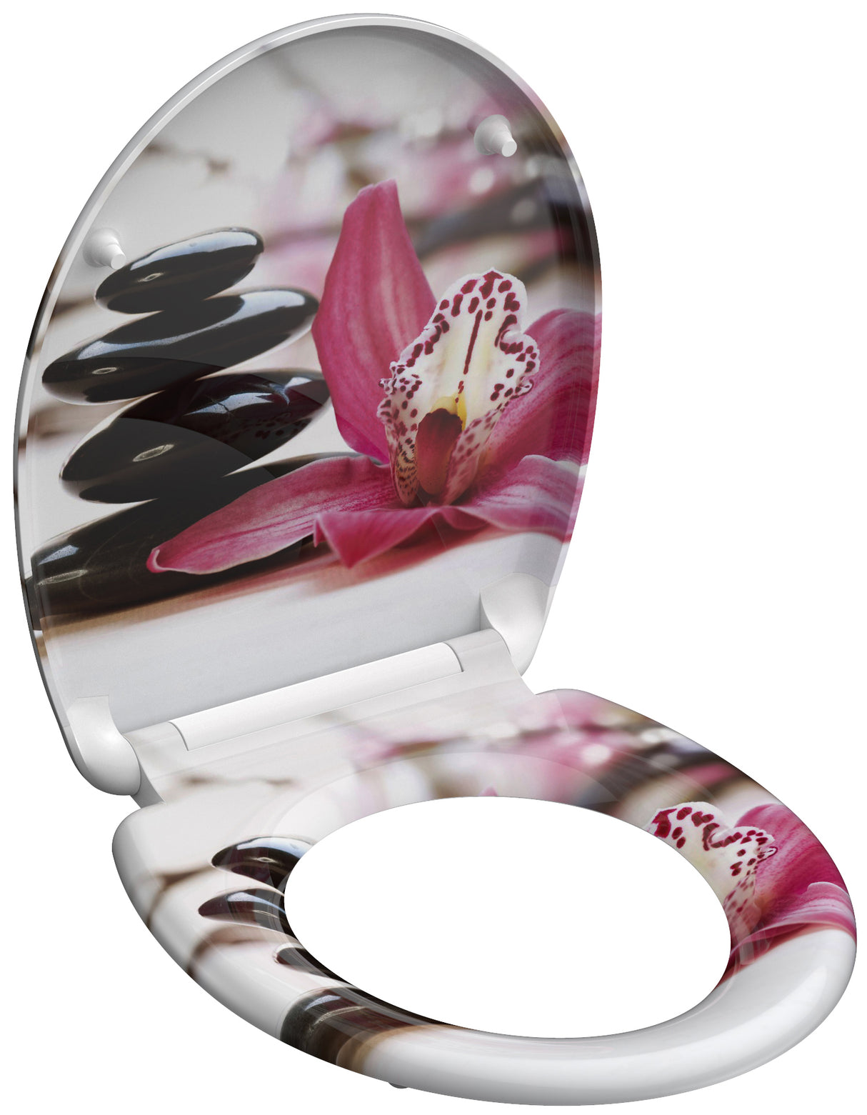 Mönstrad toalettsits universal i Duroplast - BĂST. CC-mĂ„tt: 90-190mm LĂ€ngd: 405-460mm Bredd: 375mm.