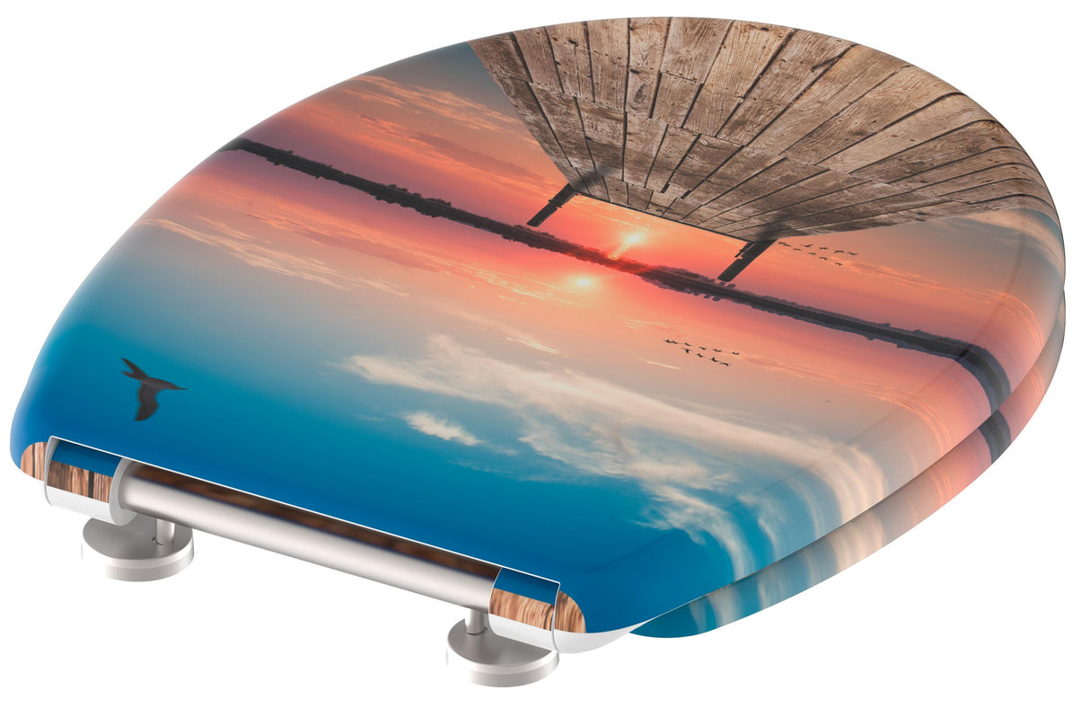 Mönstrad toalettsits universal i Duroplast - BÄST. CC-mått: 60-160mm Längd: 405-460mm Bredd: 375mm.