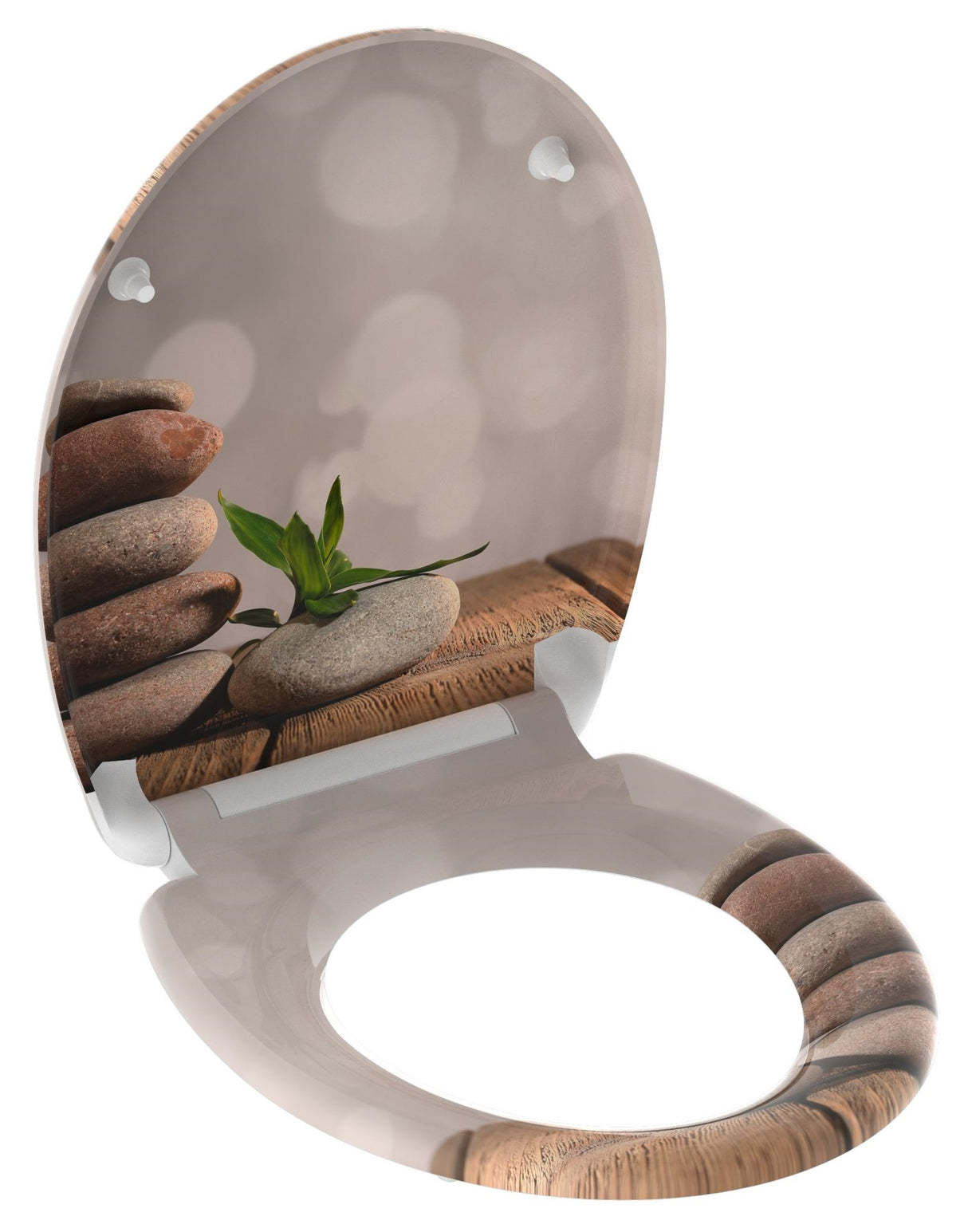 Mönstrad toalettsits universal i Duroplast - BĂST. CC-mĂ„tt: 90-190mm LĂ€ngd: 405-460mm Bredd: 375mm.