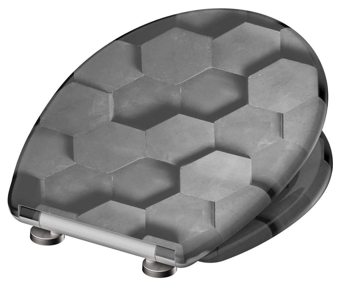 Mönstrad toalettsits universal i Duroplast - BÄST. CC-mått: 60-160mm Längd: 405-460mm Bredd: 375mm.