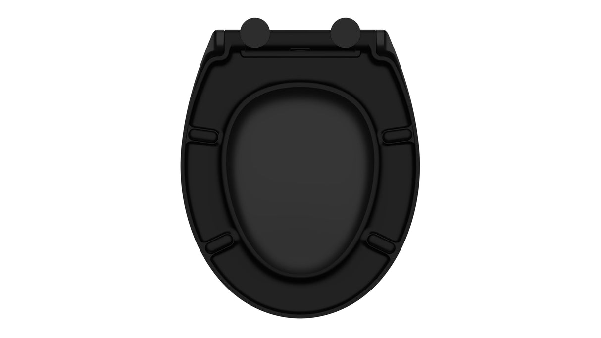 Mattsvart toalettsits universal i Duroplast - BÄST. CC-mått: 89-191mm Längd: 415-455mm Bredd: 371mm.