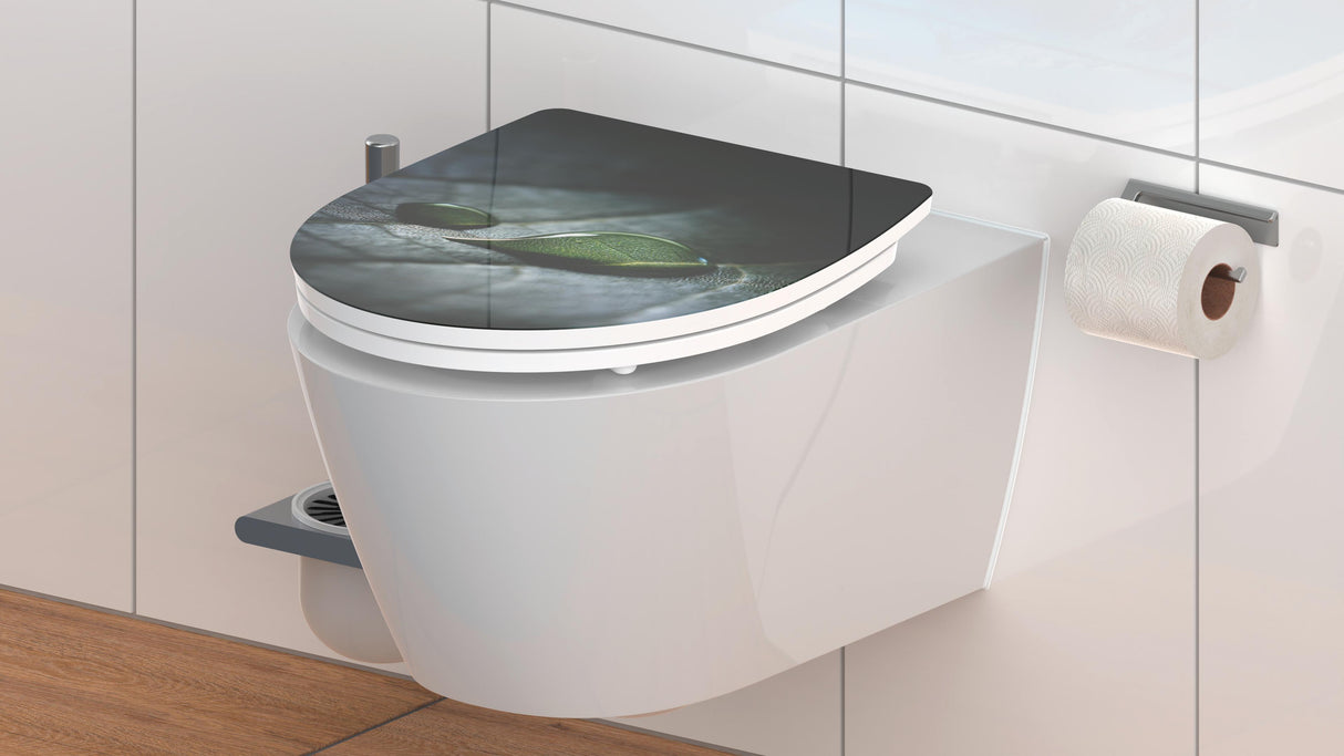 Högblank mönstrad toalettsits universal i Duroplast - BĂST. CC-mĂ„tt: 90-190mm LĂ€ngd: 435-490mm Bredd: 374mm.