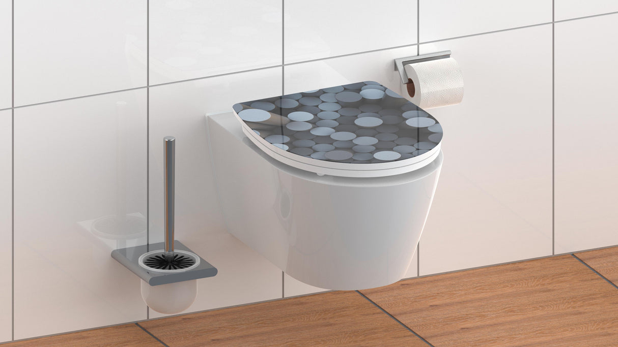 Högblank mönstrad toalettsits universal i Duroplast - BĂST. CC-mĂ„tt: 90-190mm LĂ€ngd: 435-490mm Bredd: 374mm.