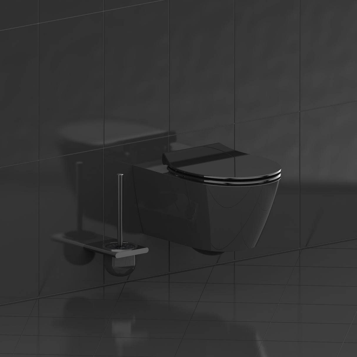 Svart slimmad toalettsits universal i Duroplast - BÄST. CC-mått: 70-190mm Längd: 415-455mm Bredd: 380mm.