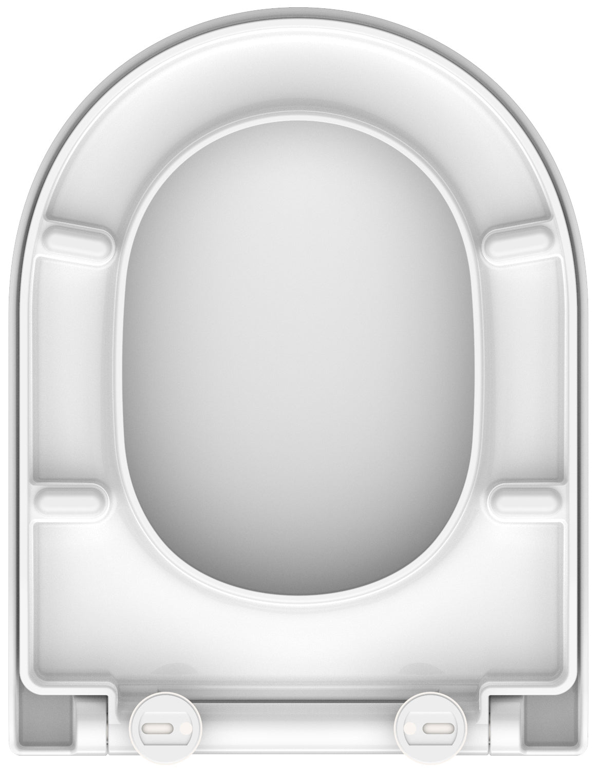 Vit toalettsits D-formad universal i Duroplast - BÄST. CC-mått: 60-160mm Längd: 425-480mm Bredd: 345mm.