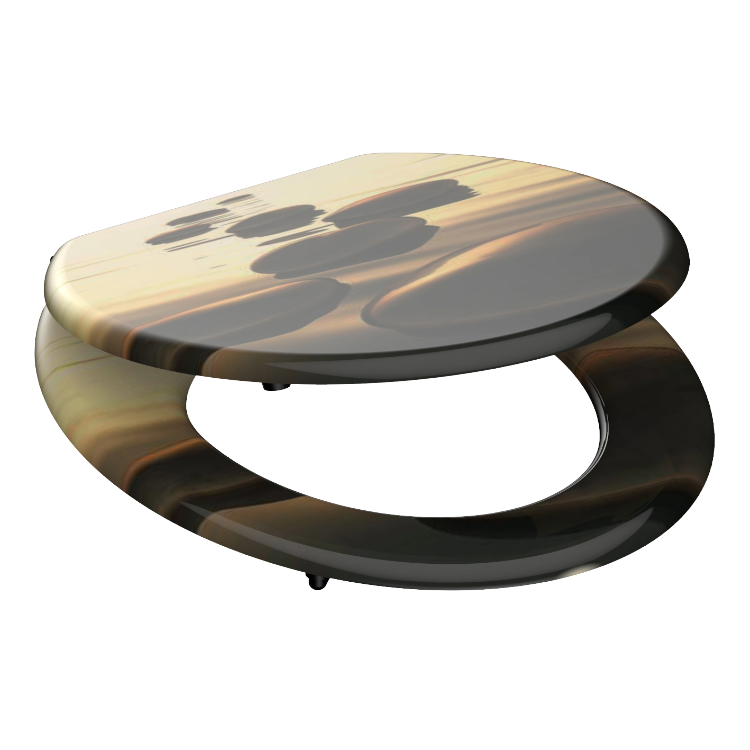 Mönstrad toalettsits universal med trÀkÀrna - BRA. CC-mÄtt: 125-175mm LÀngd: 430-455mm Bredd: 370mm.