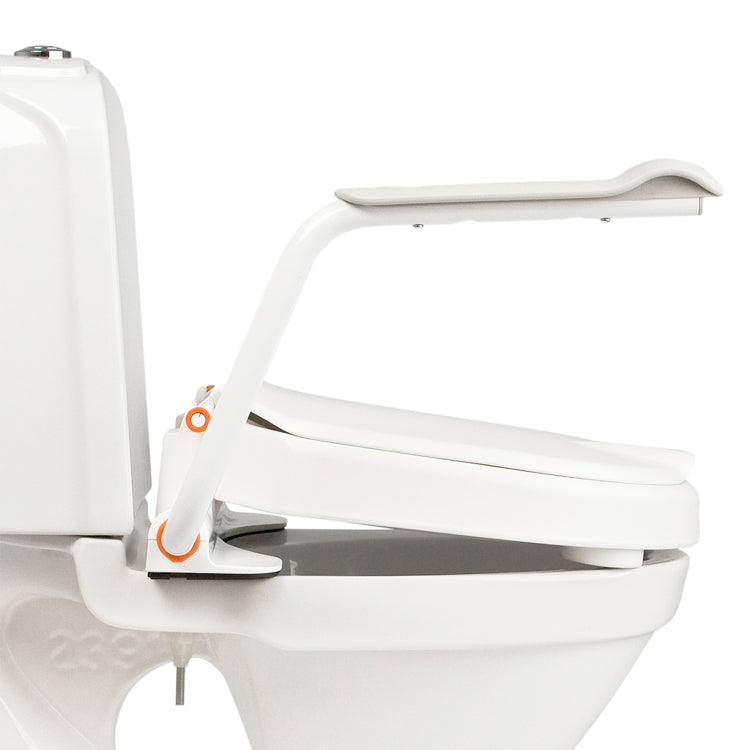 WC-istuimen koroke 6cm/10cm kannella ja käsinojilla (kiinteä asennus)