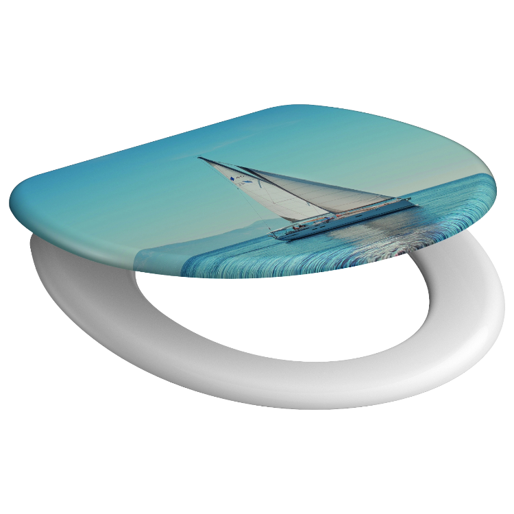 Mönstrad toalettsits universal i Duroplast - BĂTTRE. CC-mĂ„tt: 125-210mm LĂ€ngd: 425-435mm Bredd: 373mm.