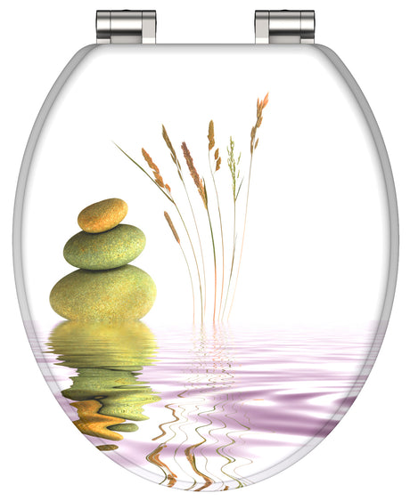 Mönstrad toalettsits universal med träkärna - BÄTTRE. CC-mått: 130-185mm Längd: 425-475mm Bredd: 375mm.