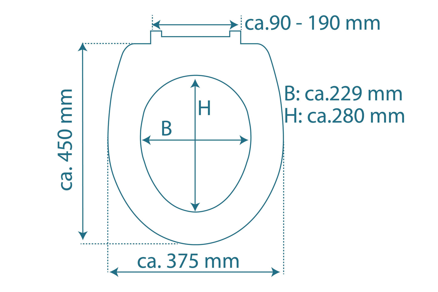 Antracit toalettsits universal i Duroplast - BÄST. CC-mått: 90-190mm Längd: 405-460mm Bredd: 375mm.