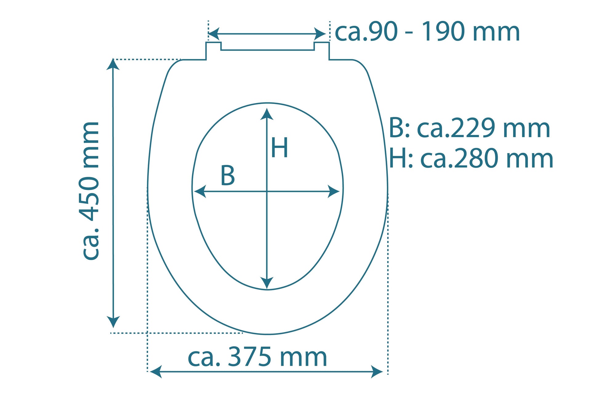 Antracit toalettsits universal i Duroplast - BÄST. CC-mått: 90-190mm Längd: 405-460mm Bredd: 375mm.