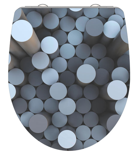 Högblank mönstrad toalettsits universal i Duroplast - BÄST. CC-mått: 90-190mm Längd: 435-490mm Bredd: 374mm.