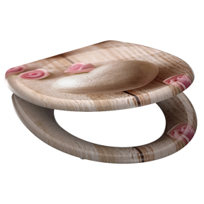 Mönstrad toalettsits universal i Duroplast - BÄST. CC-mått: 90-190mm Längd: 405-460mm Bredd: 375mm.