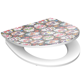 Högblank mönstrad toalettsits universal i Duroplast - BÄST. CC-mått: 90-190mm Längd: 435-490mm Bredd: 374mm.