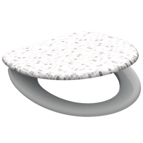 Mönstrad toalettsits universal i Duroplast - BÄTTRE. CC-mått: 125-210mm Längd: 445mm Bredd: 372mm.