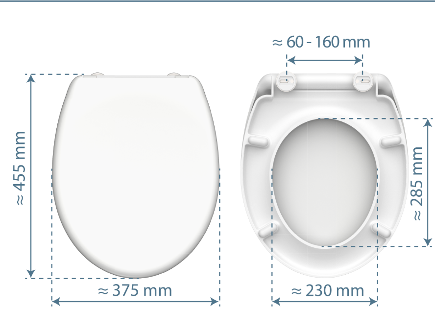 Beige toalettsits universal i Duroplast - BÄST. CC-mått: 60-160mm Längd: 405-460mm Bredd: 375mm.