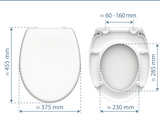 Beige toalettsits universal i Duroplast - BÄST. CC-mått: 60-160mm Längd: 405-460mm Bredd: 375mm.