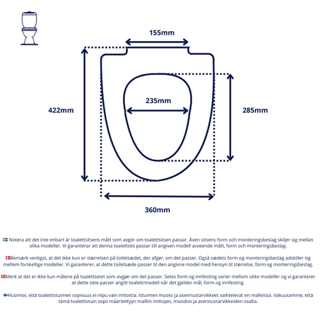 Svart toalettsits för IFÖ (Proppbeslag) - BÄST